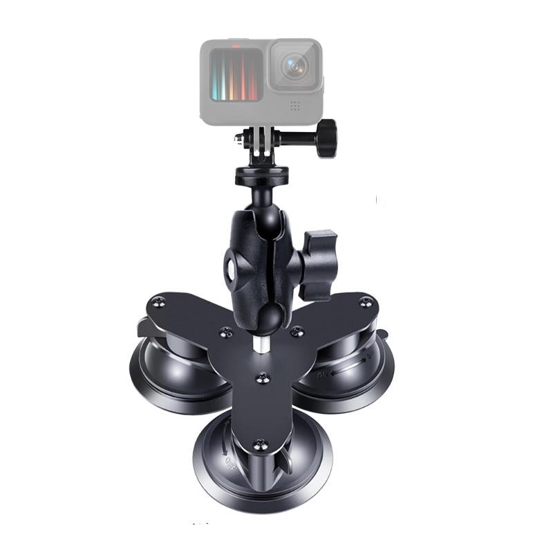 Triangle Suction Cup Mount for Gopro with Tripod Adapter and Phone Clamp 3