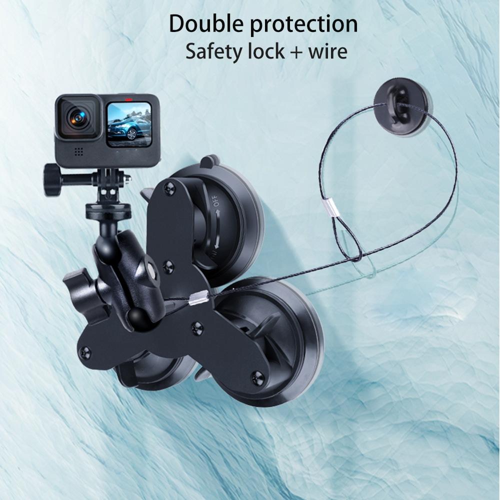 Triangle Suction Cup Mount for Gopro with Tripod Adapter and Phone Clamp 4