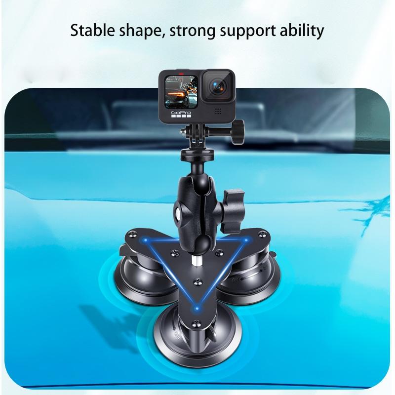 Triangle Suction Cup Mount for Gopro with Tripod Adapter and Phone Clamp 6