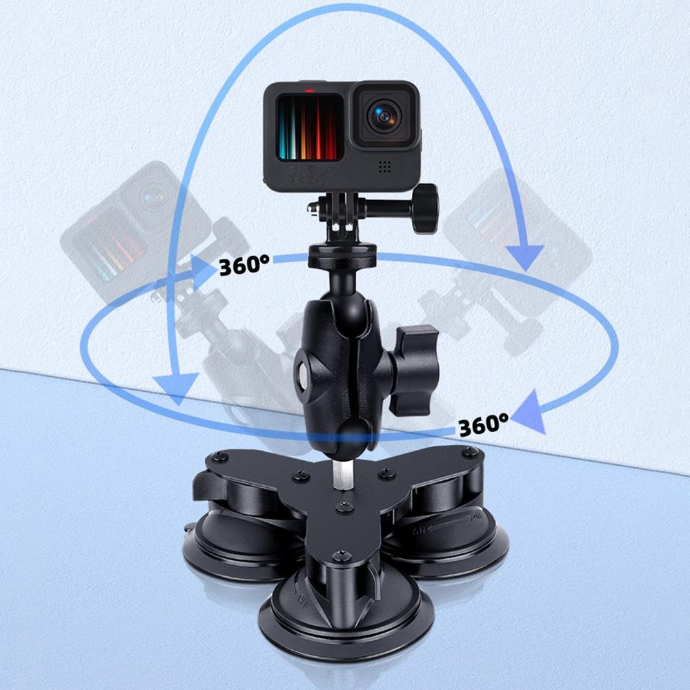 Triangle Suction Cup Mount for Gopro with Tripod Adapter and Phone Clamp 9