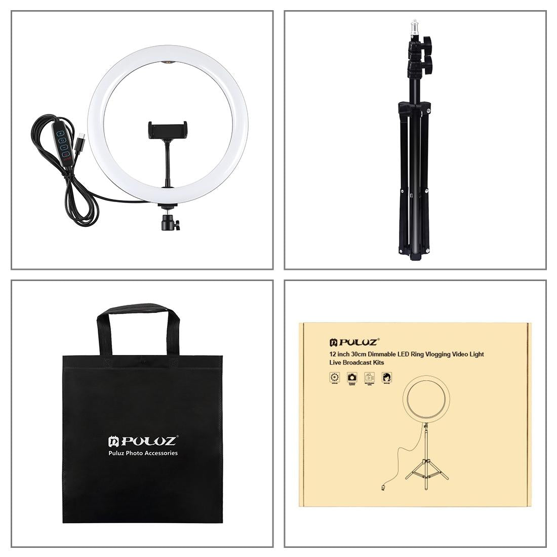 11.8 Led Ring Light with Tripod and Phone Clamp - 3 Modes Dual Colour Temperature Curved Surface - Black 4