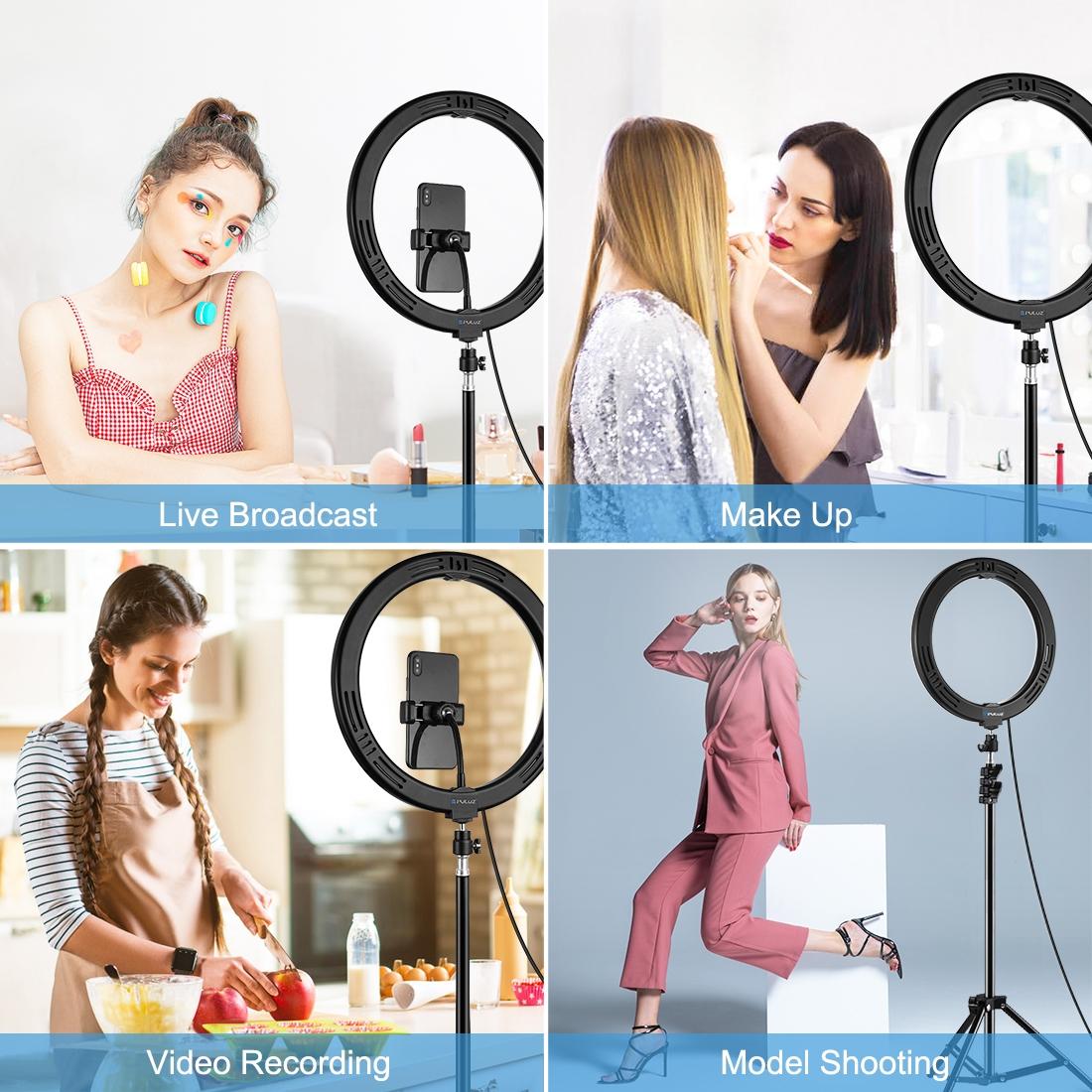 11.8 Led Ring Light with Tripod and Phone Clamp - 3 Modes Dual Colour Temperature Curved Surface - Black 12