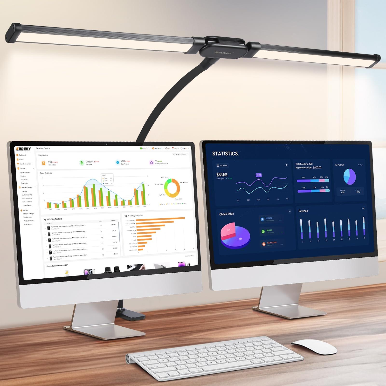 Double Head Clip Desk Lamp with Gooseneck Tube Led in Black 3