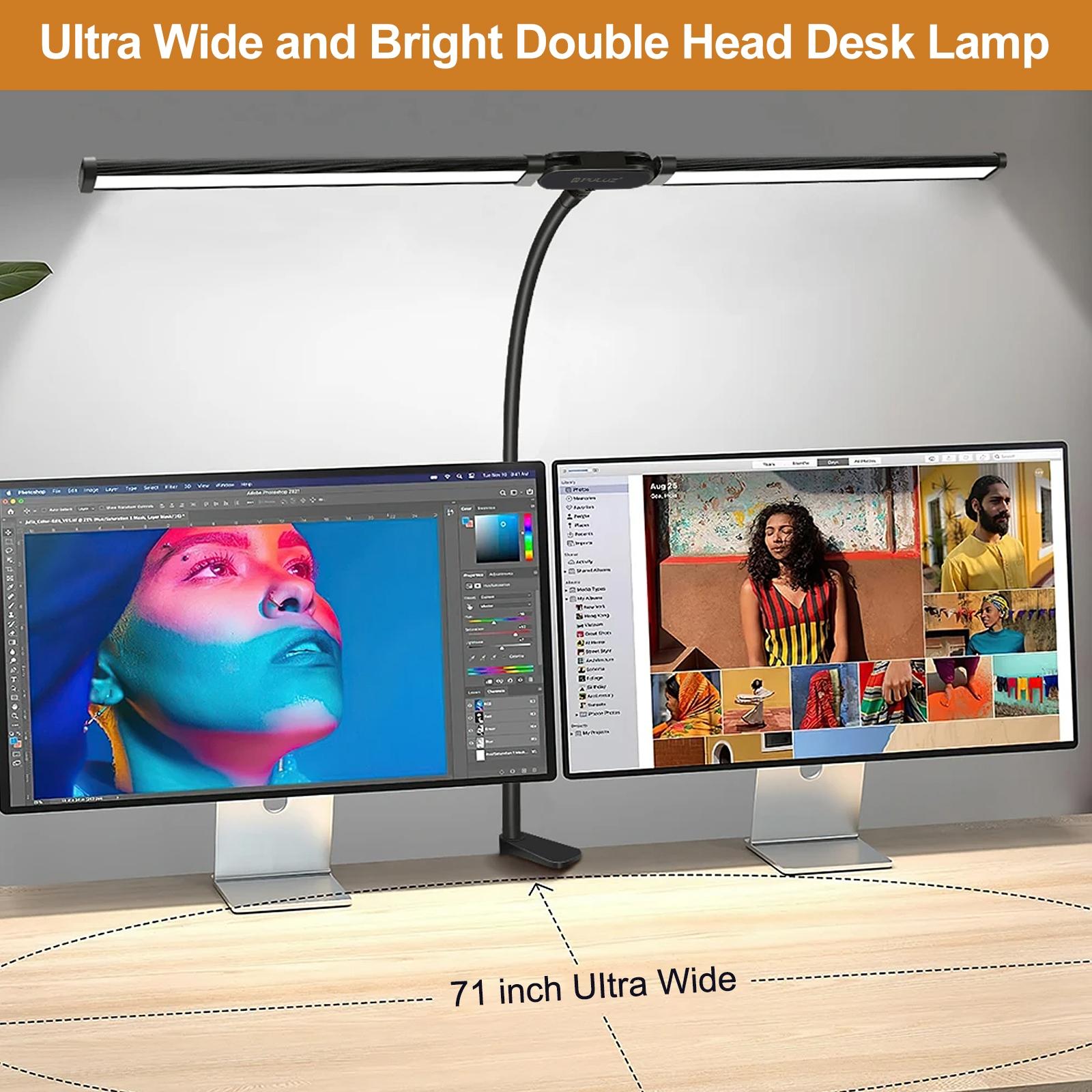 Double Head Clip Desk Lamp with Gooseneck Tube Led in Black 6