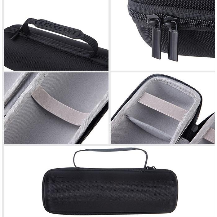 Portable Zipper Case for Jbl Charge 3 Speaker - Black Leather 6