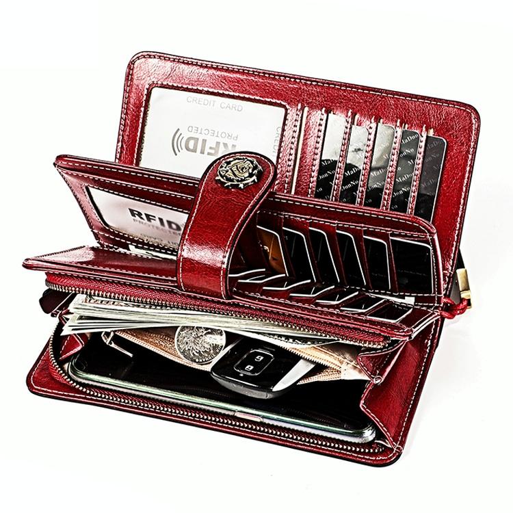 3556 Large Capacity Long Multi-function Anti-magnetic Rfid Wallet Clutch for Women with Card Slots - Black 7