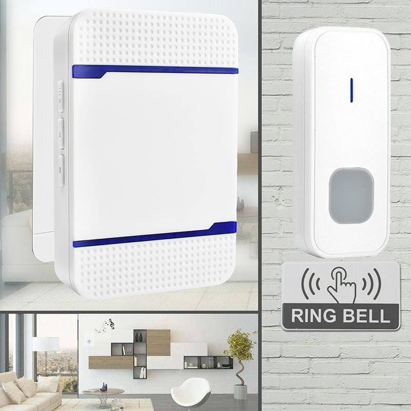 Wireless Waterproof Doorbell Receiver - 110Db Low Power 300M Range 53 Music Options Night Light - Black 8