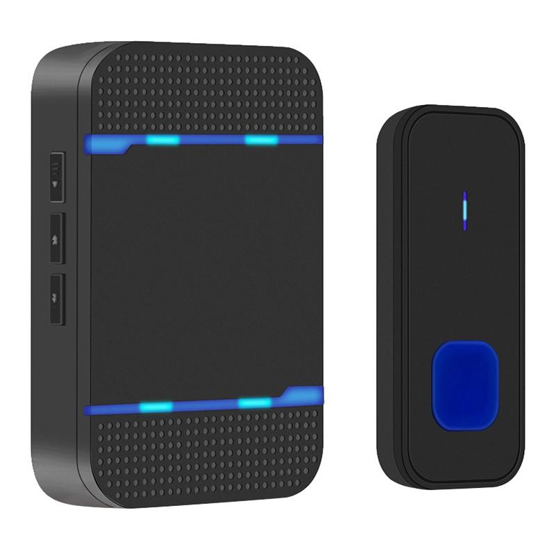 Wireless Waterproof Doorbell Receiver - 110Db Low Power 300M Range 53 Music Options Night Light - Black 11