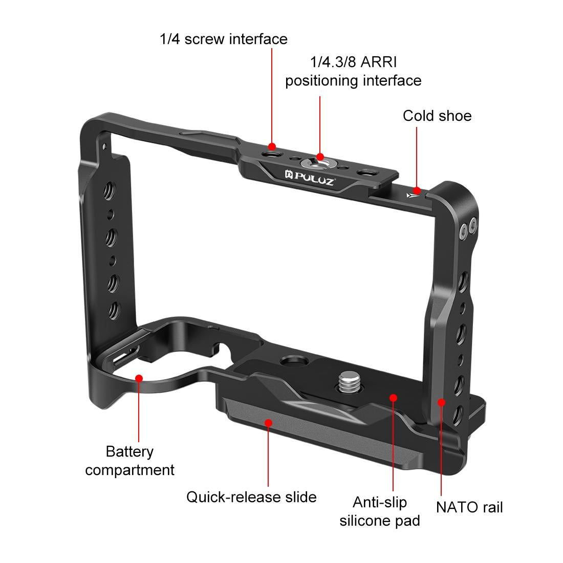 Camera Cage Stabilizer - Black Metal for Sony Zv-E10 Ii 4
