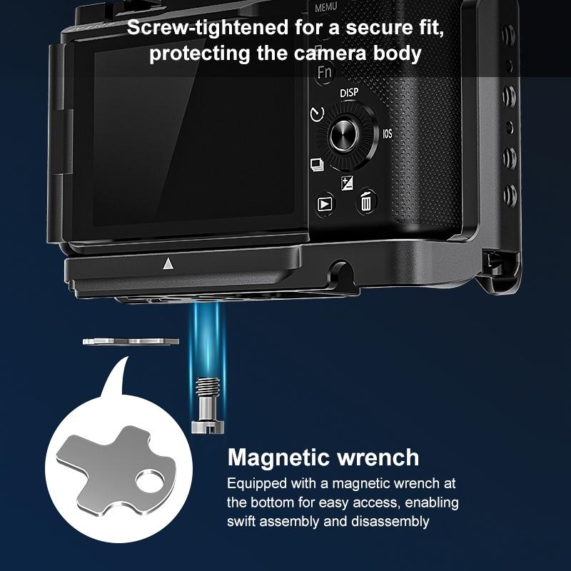 Camera Cage Stabilizer - Black Metal for Sony Zv-E10 Ii 6