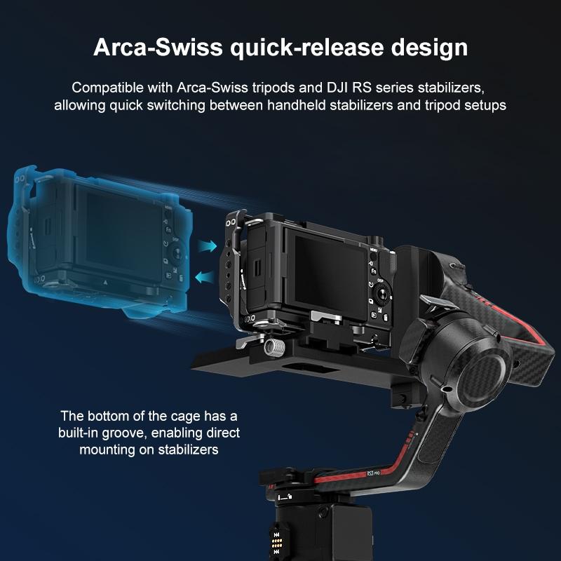 Camera Cage Stabilizer - Black Metal for Sony Zv-E10 Ii 7
