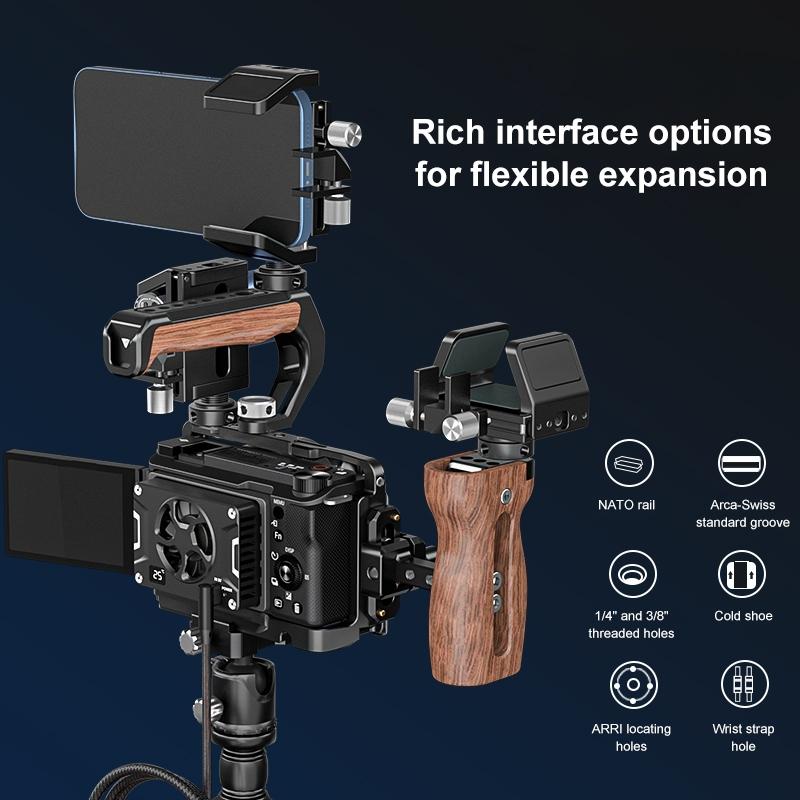 Camera Cage Stabilizer - Black Metal for Sony Zv-E10 Ii 9