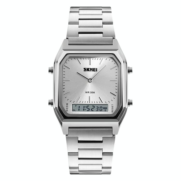 Waterproof Dual Display Men Outdoor Watch - Black