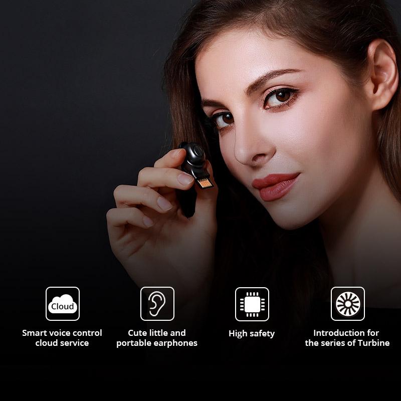 Wireless In-ear Headset with Usb Cable - Black 5.0 5
