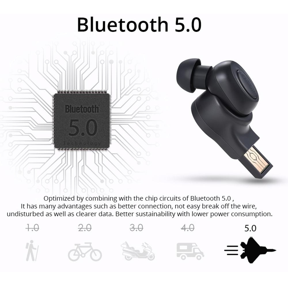 Wireless In-ear Headset with Usb Cable - Black 5.0 8