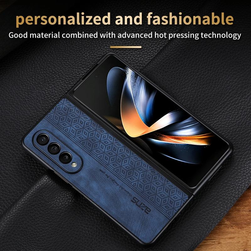 For Samsung Galaxy z Fold4 5G Embossed 3d Skin Texture Phone Case - Sleek Design - Dark Green 4