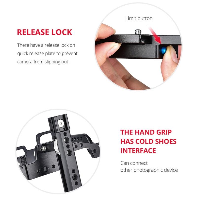 Video Camera Cage Stabilizer For Dji Bmpcc 4K - Black Handle 6