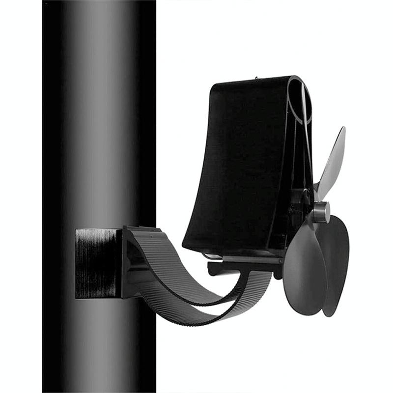 4-blade Heat Powered Fireplace Stove Fan - Aluminum - Black 4