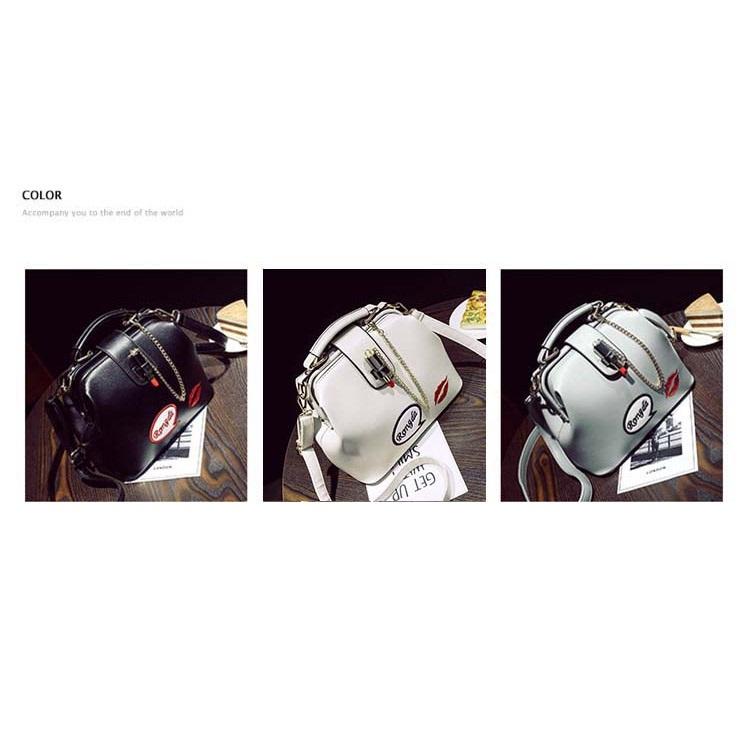 Red Lip Embroidered Doctor Bag L Size 5