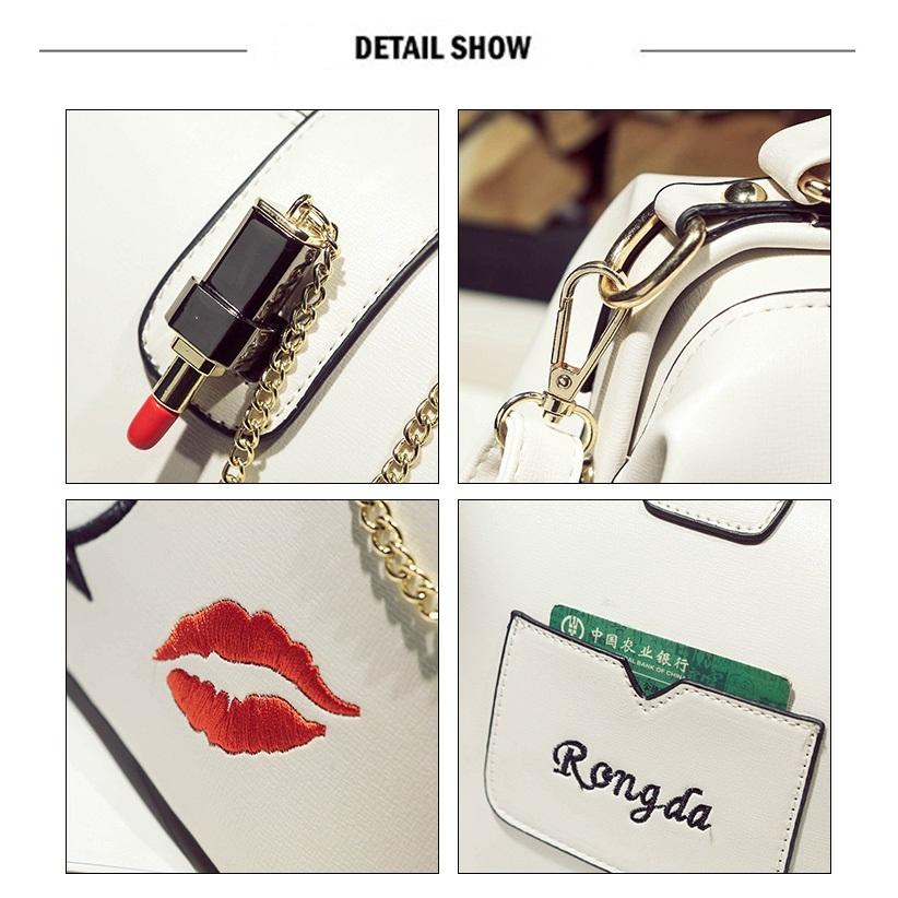 Red Lip Embroidered Doctor Bag L Size 8