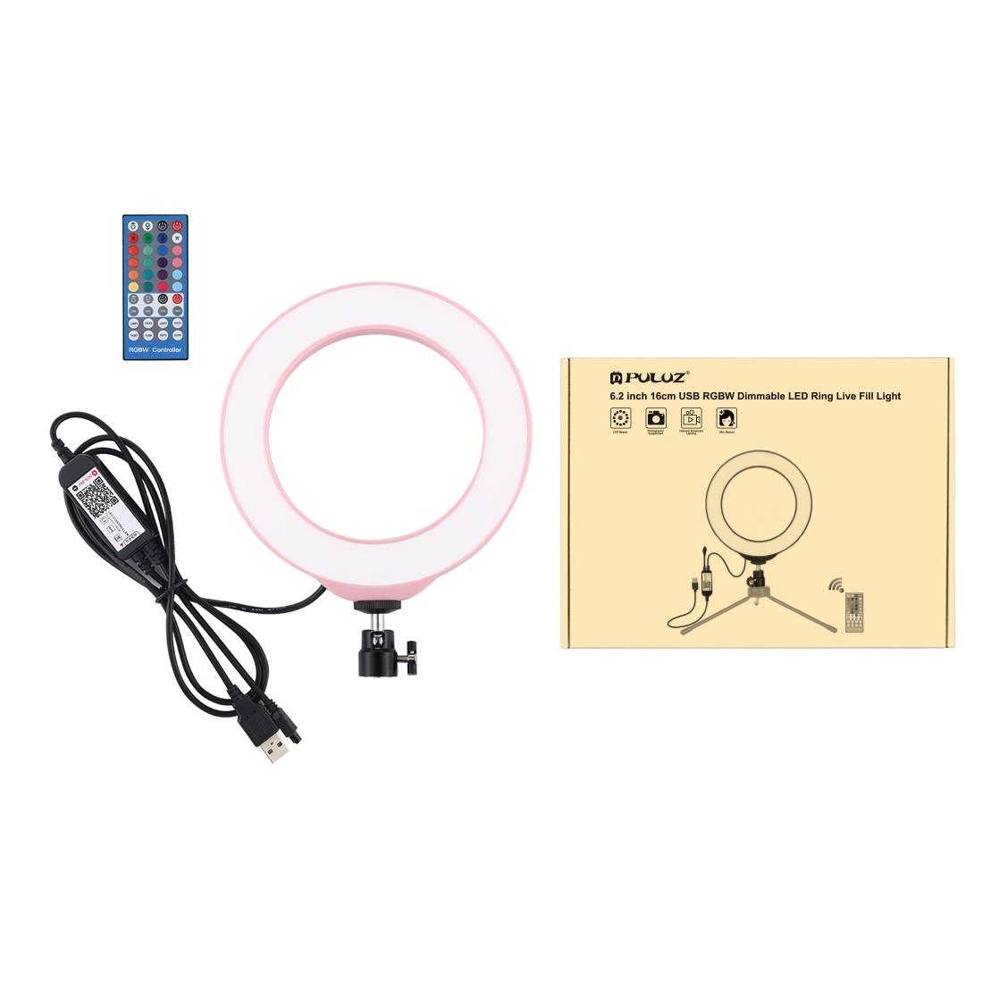Dimmable 6.2 Usb Rgbw Led Ring Light with Cold Shoe Tripod & Remote - Black 3