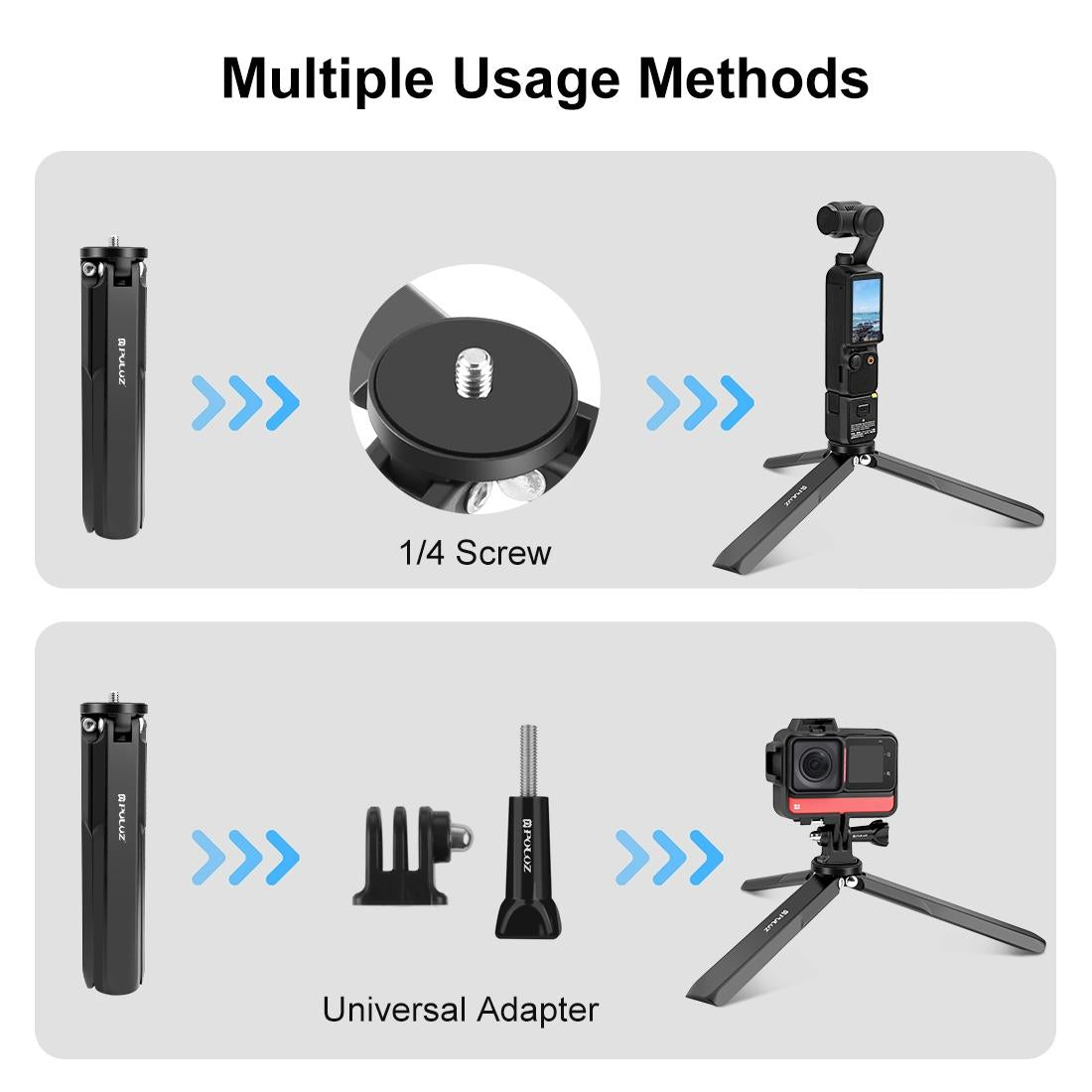 Lightweight Tripod for Dji Pocket 3 and Insta360 X4 - Aluminum Alloy 7