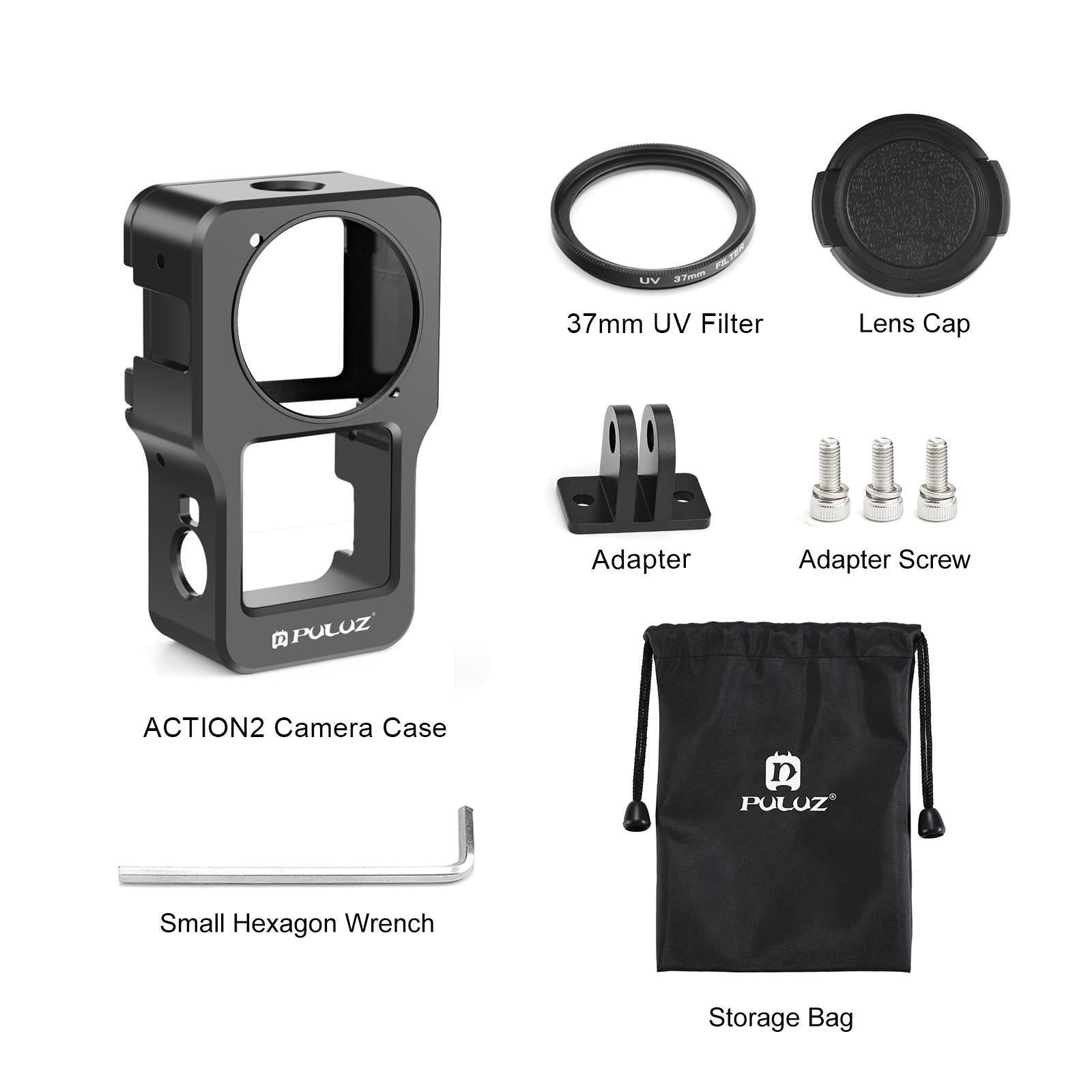 Aluminum Cage for Dji Action 2 - Cnc Alloy - Black 8