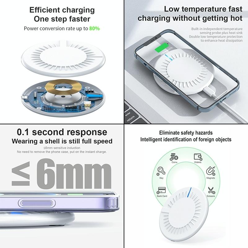 15W Round Wireless Fast Charger 964 Shape - Black 8