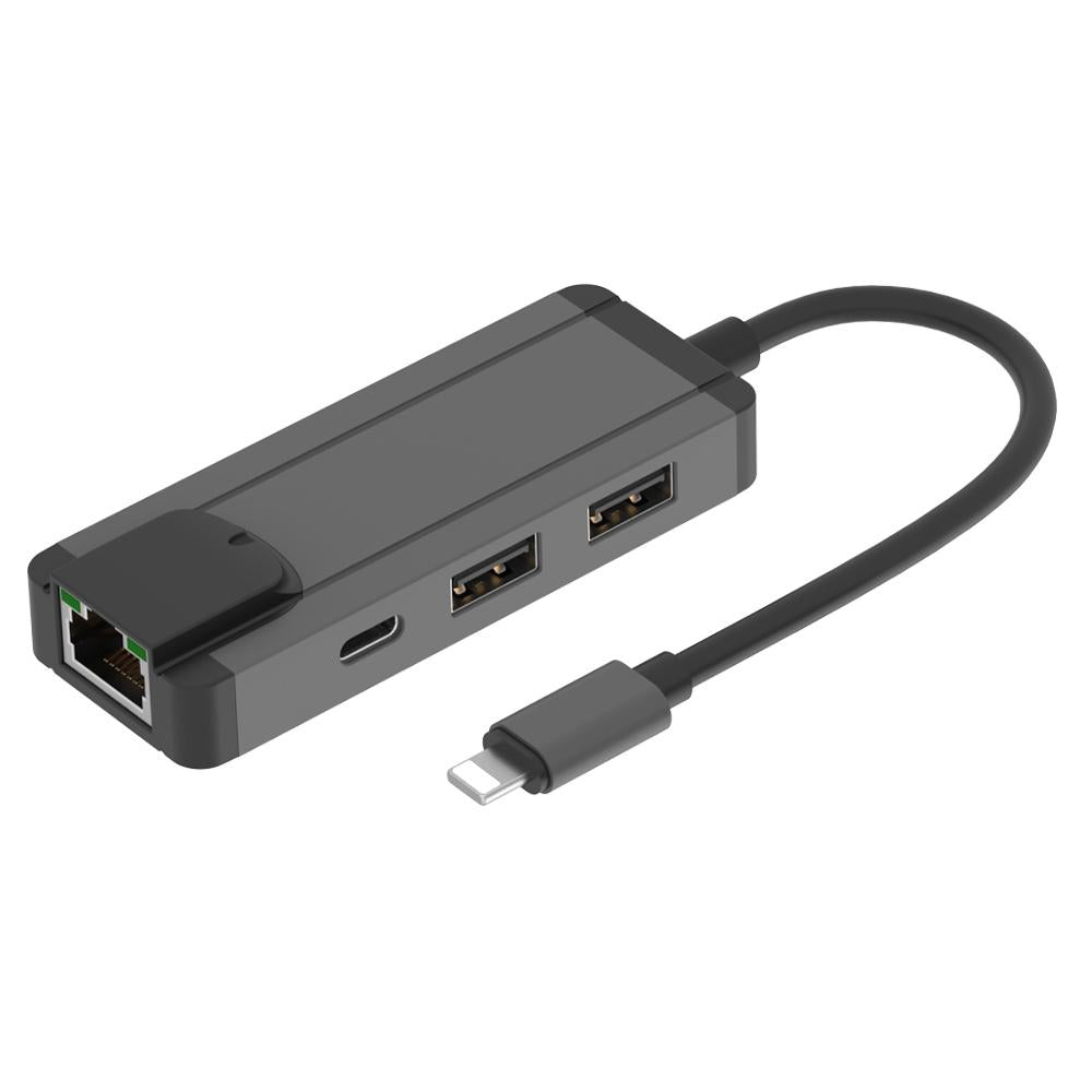8Pin To Rj45 Usb 2.0 Hub Adapter - Black 7