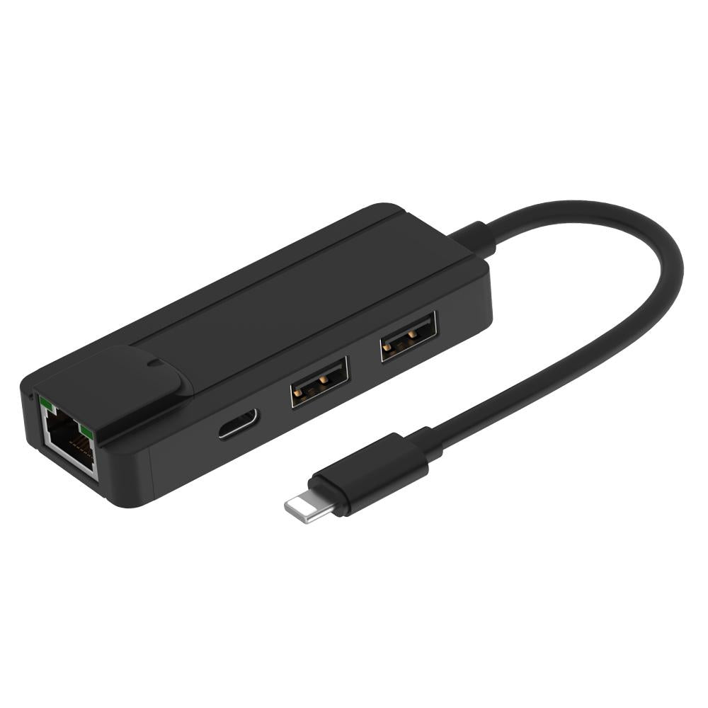8Pin To Rj45 Usb 2.0 Hub Adapter - Black 11