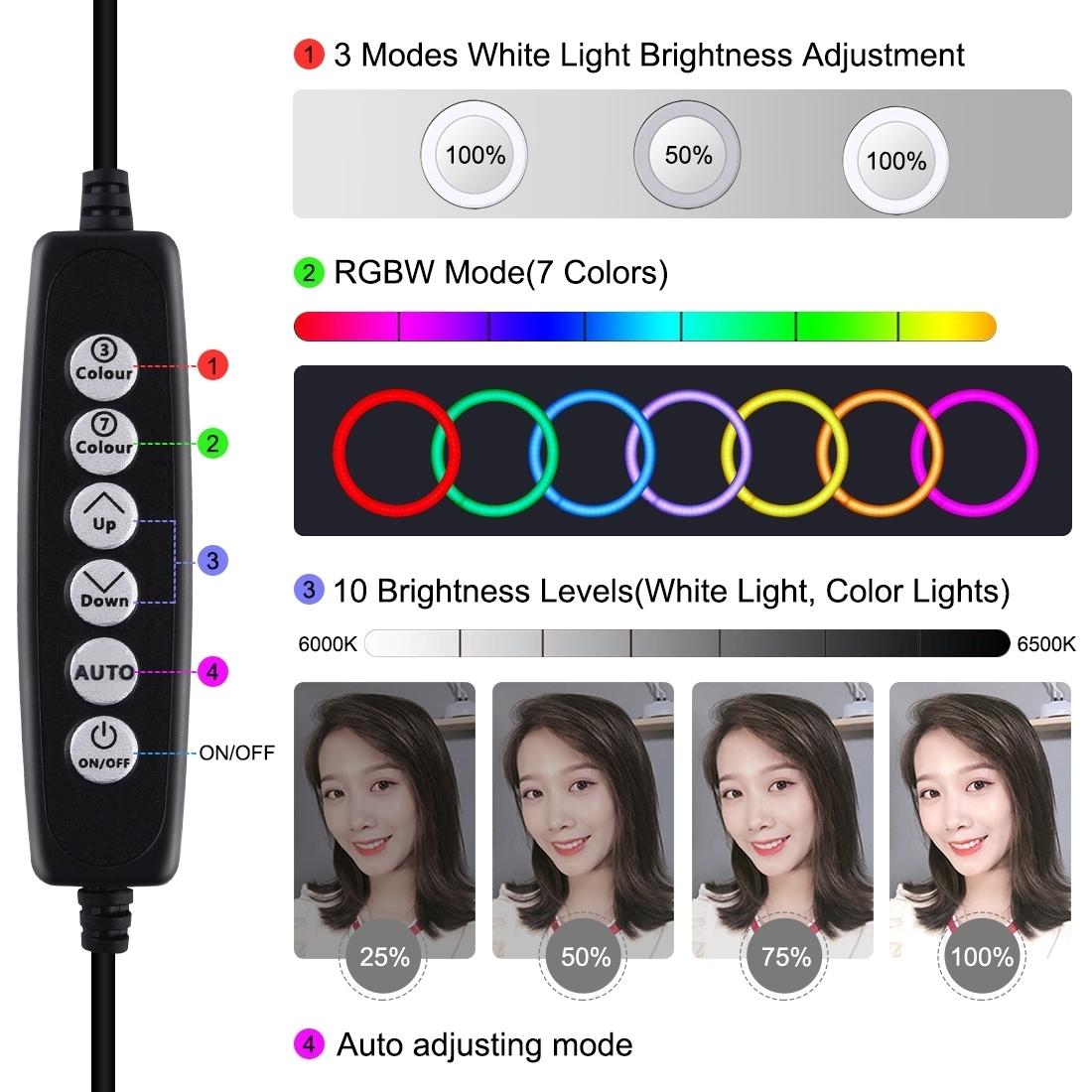 10 Mode Usb Led Ring Light with Tripod Mount and Cold Shoe Ball Head - 4.7 Inch Diameter 6