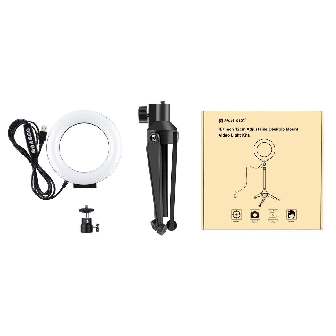 10 Mode Usb Led Ring Light with Tripod Mount and Cold Shoe Ball Head - 4.7 Inch Diameter 12