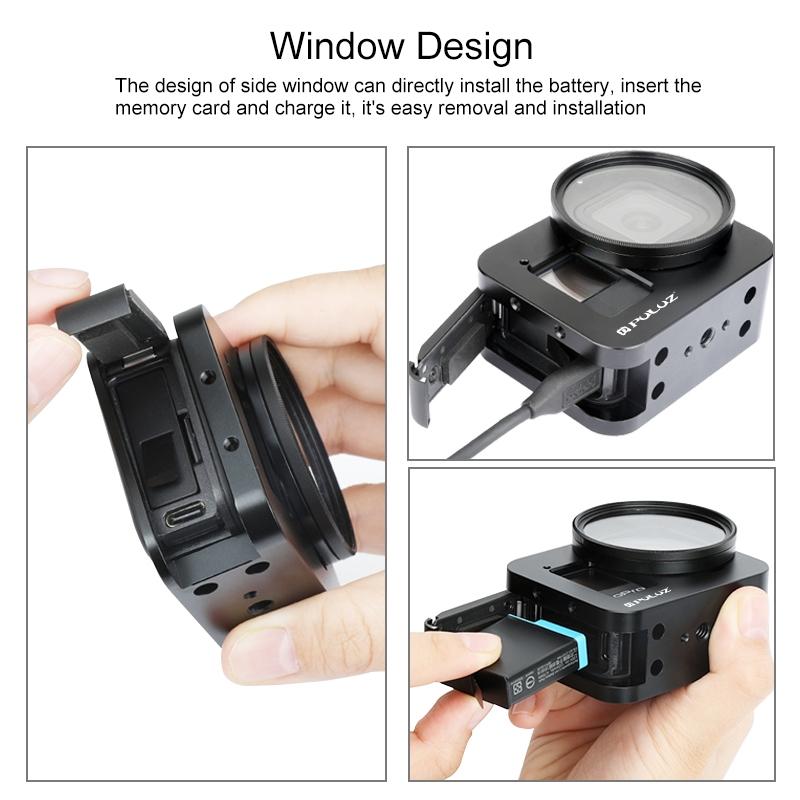 Aluminum Protective Cage with 52mm Uv Lens for Gopro Hero8 8