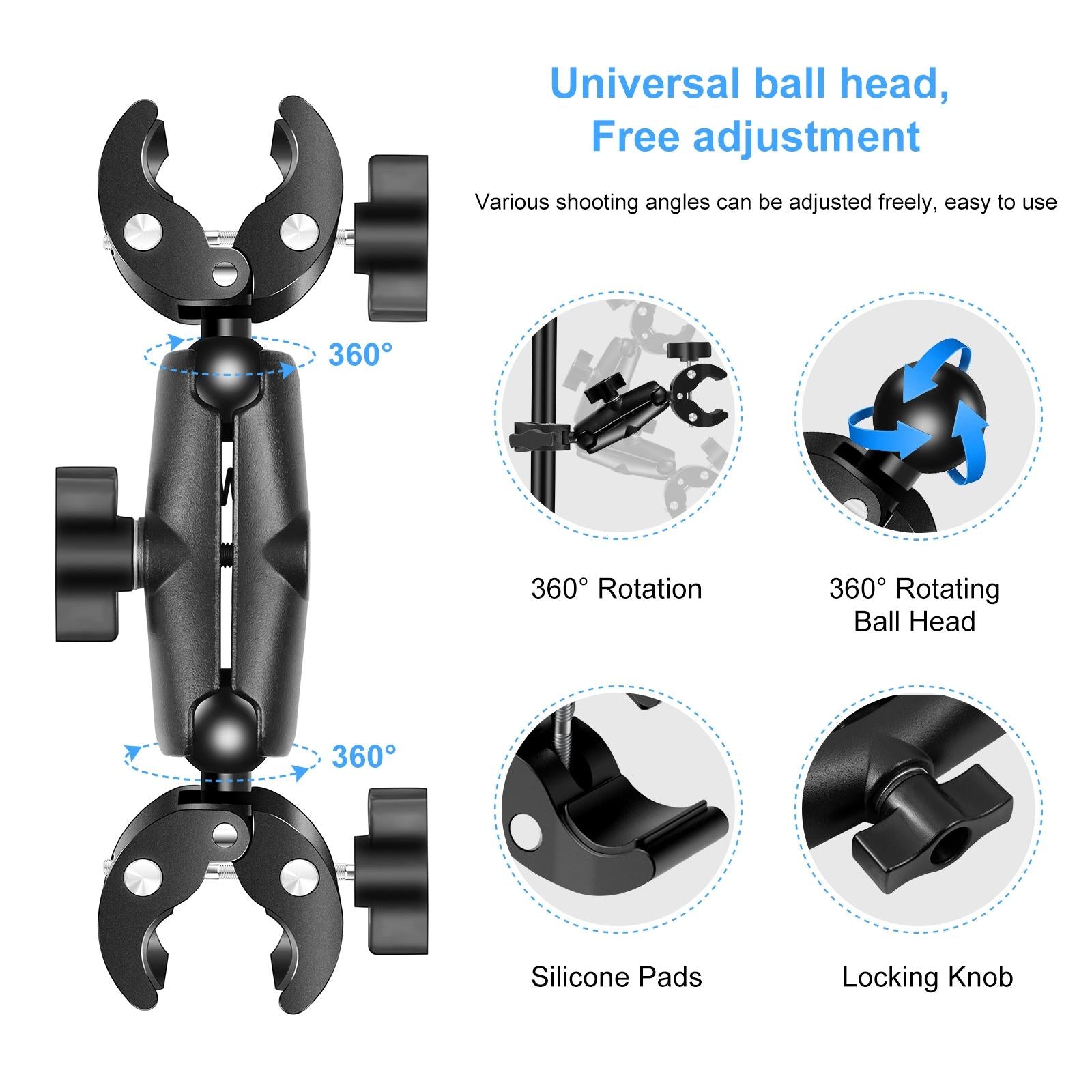 Dualheads Crab Clamp Handlebar Mount for Action Cameras 4