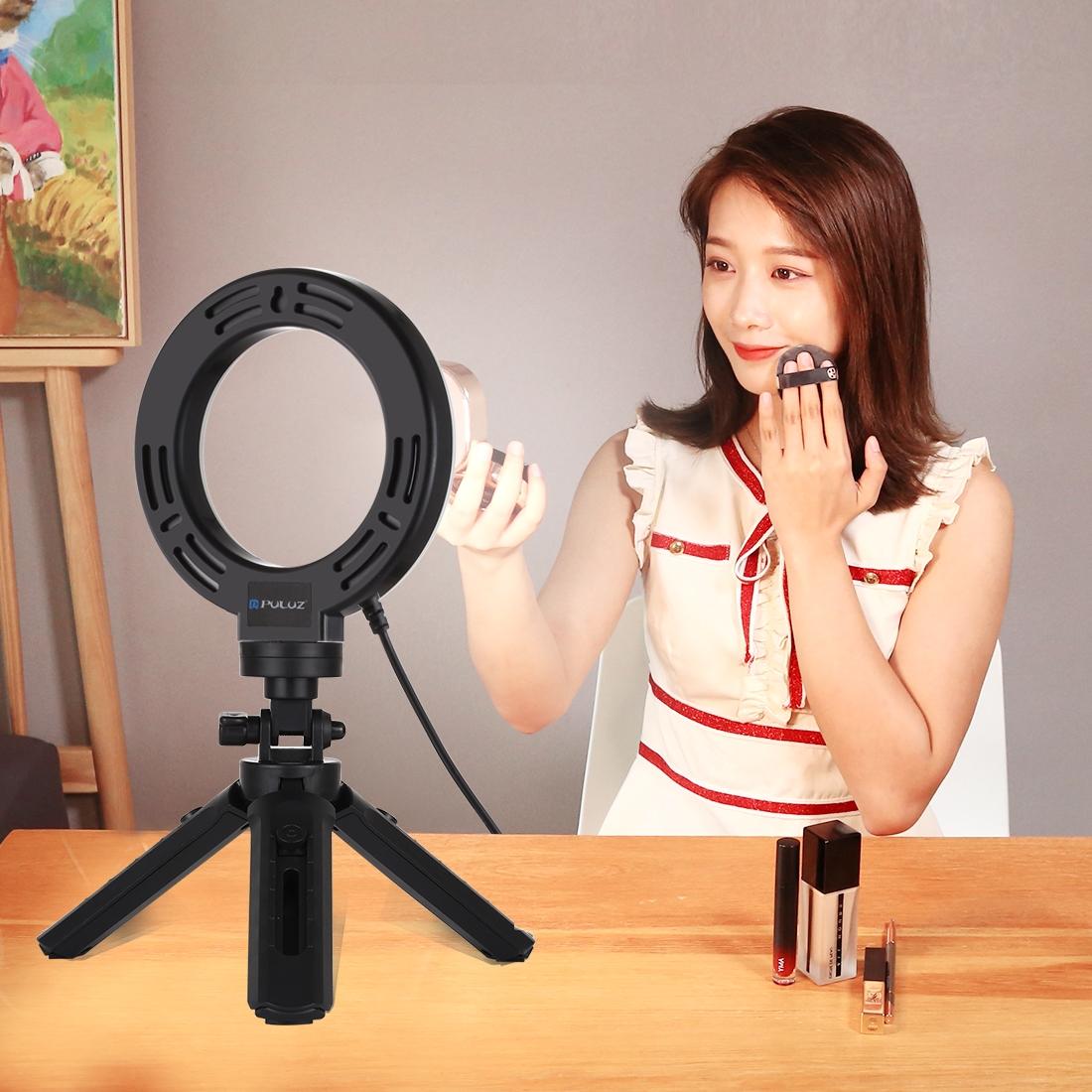 6.2 Led Ring Light with Usb 3 Modes Dimmable Vlogging Photography Video Pocket Tripod Mount Cold Shoe Ball Head Black 4