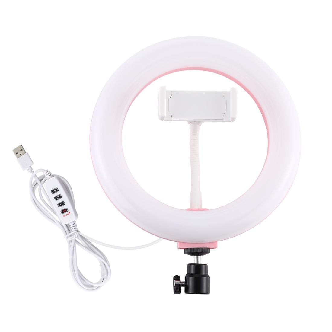 20cm Usb Dual Colour Led Ring Light with Phone Clamp - Black 3