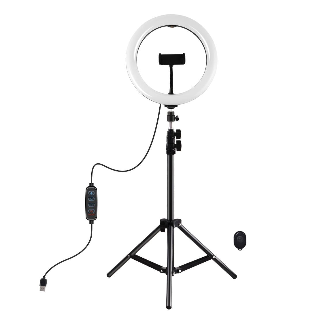 10.2 Ring Light with Tripod Usb 3 Modes Dual Colour Diffuse Light Phone Clamp with Remote - Black 3