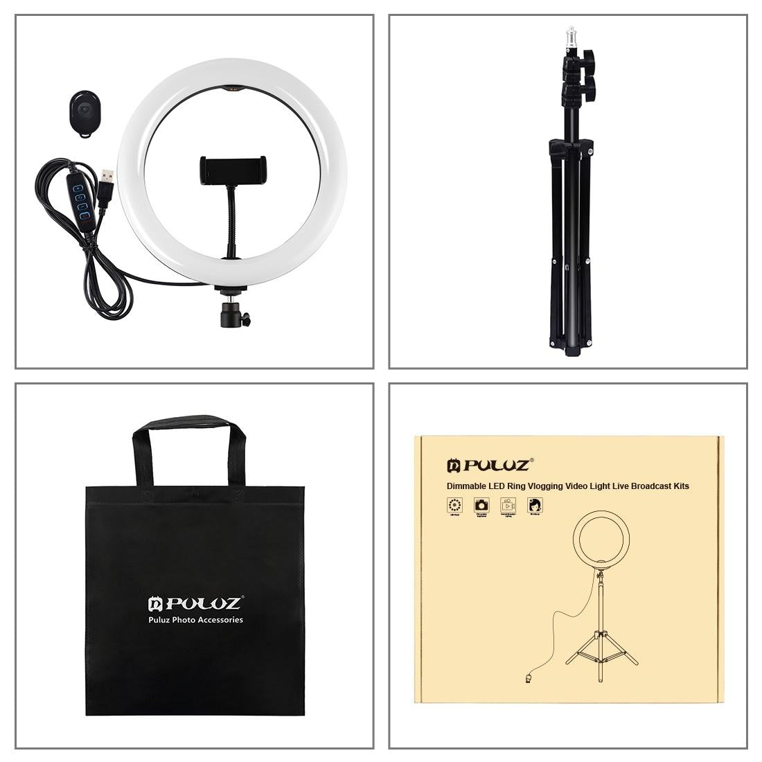 10.2 Ring Light with Tripod Usb 3 Modes Dual Colour Diffuse Light Phone Clamp with Remote - Black 4