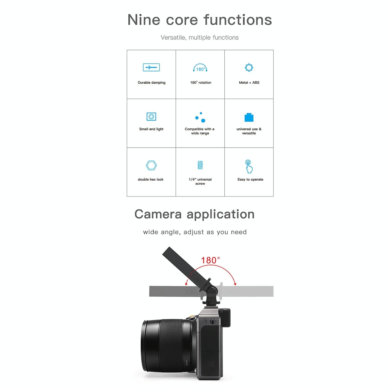 Universal Hot Shoe Damping Ball-Head Camera Bracket - Black 5