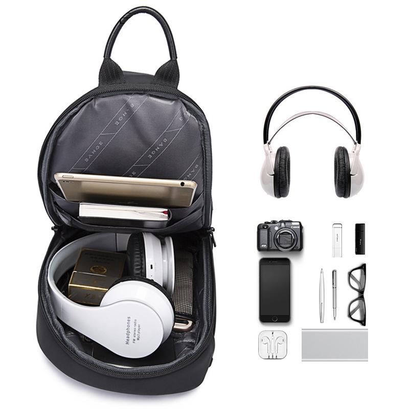 Waterproof Men Crossbody Chest Bag Usb Port 34 X 19 X 6Cm - Black 4