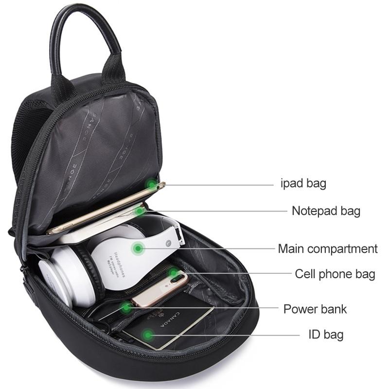 Waterproof Men Crossbody Chest Bag Usb Port 34 X 19 X 6Cm - Black 5