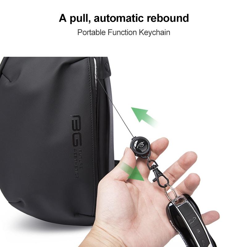 Waterproof Men Crossbody Chest Bag Usb Port 34 X 19 X 6Cm - Black 6