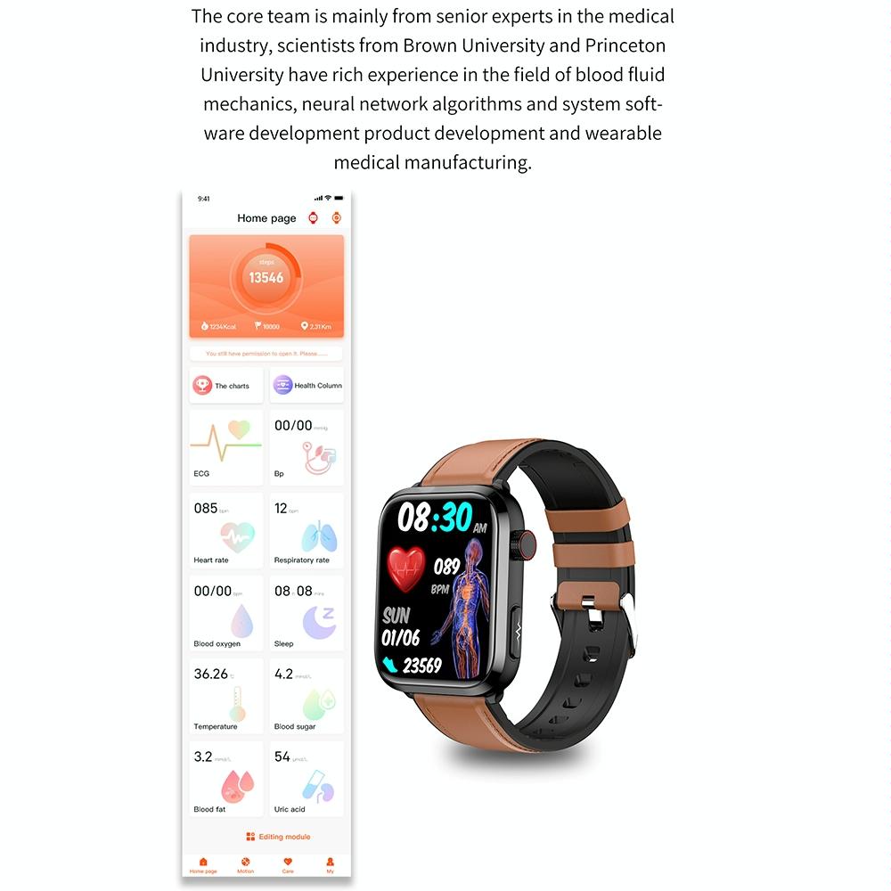 1.91 Inch Ips Screen Ip67 Waterproof Silicone Band Smart Watch Support Body Temperature Monitoring / Ecg - Black 5