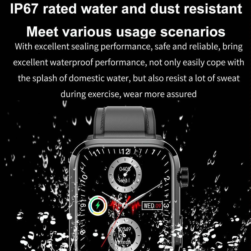 1.91 Inch Ips Screen Ip67 Waterproof Silicone Band Smart Watch Support Body Temperature Monitoring / Ecg - Black 7