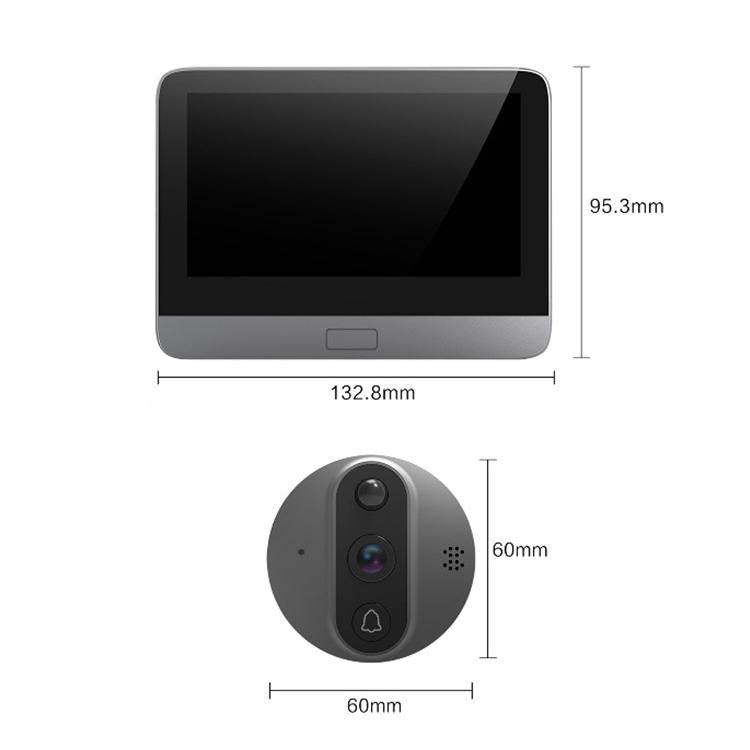 Smart Wifi Video Doorbell - 4.3 Inch Visual Peephole - Black 3