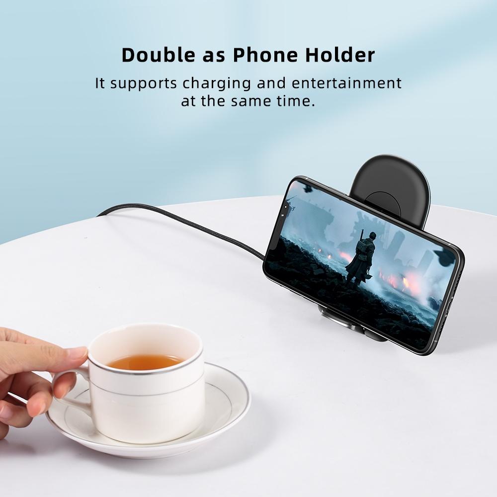 Foldable 15W Wireless Charger For Mobile Phones Black 5