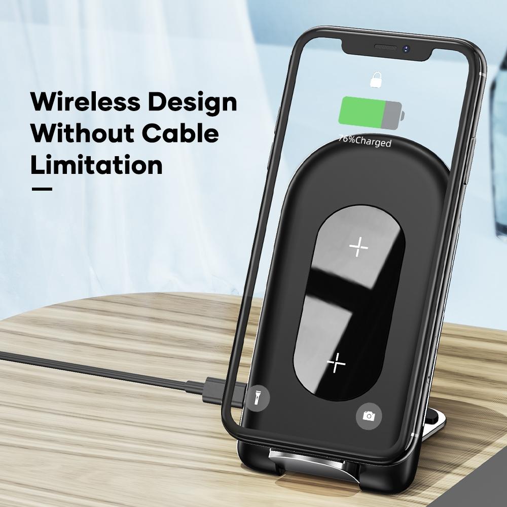 Foldable 15W Wireless Charger For Mobile Phones Black 7