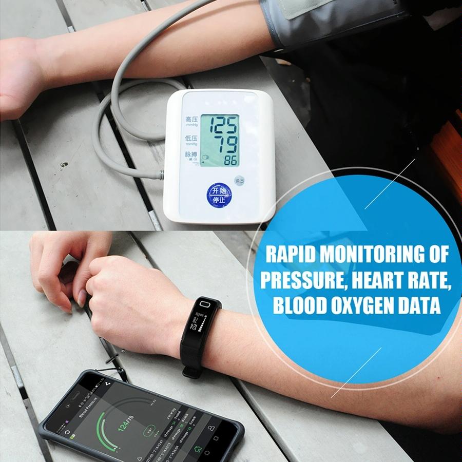 Smart Oled Bracelet - Waterproof Pedometer Bp Hr Blood Oxygen - Android / Ios - Black 7