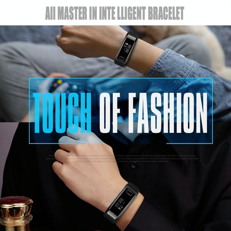 Smart Oled Bracelet - Waterproof Pedometer Bp Hr Blood Oxygen - Android / Ios - Black 10