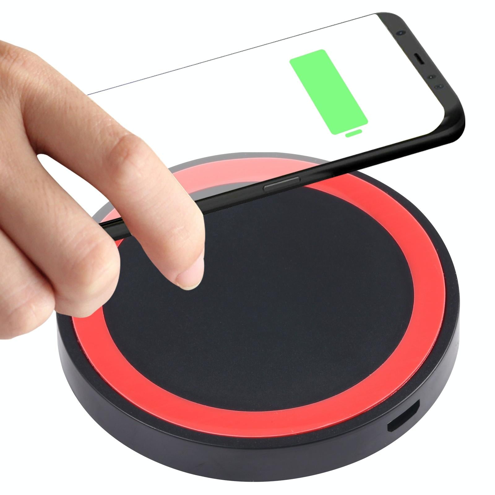Universal 5W Round Wireless Charger - White + Black 12